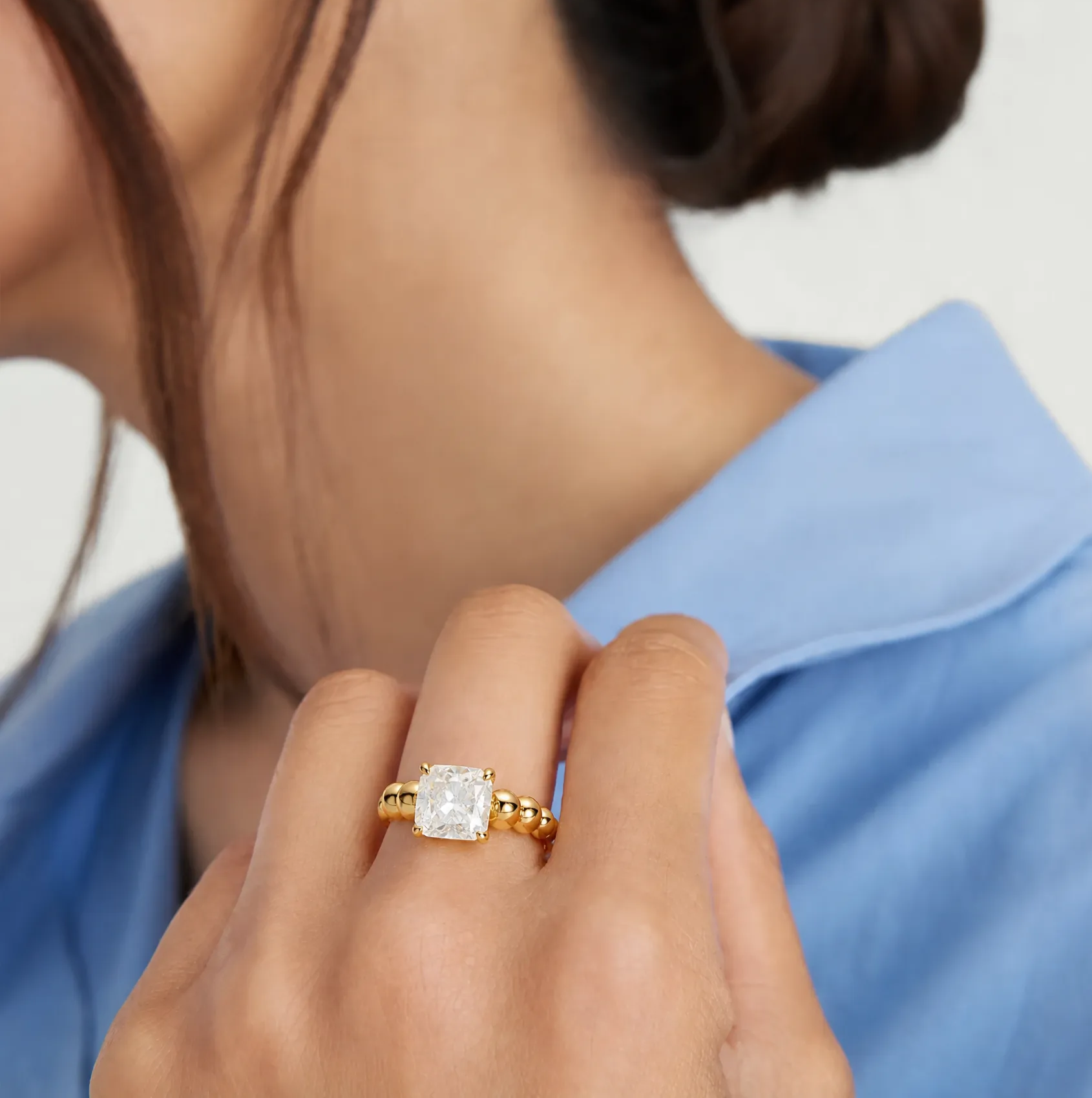 CZ Metallic Sphere Ring