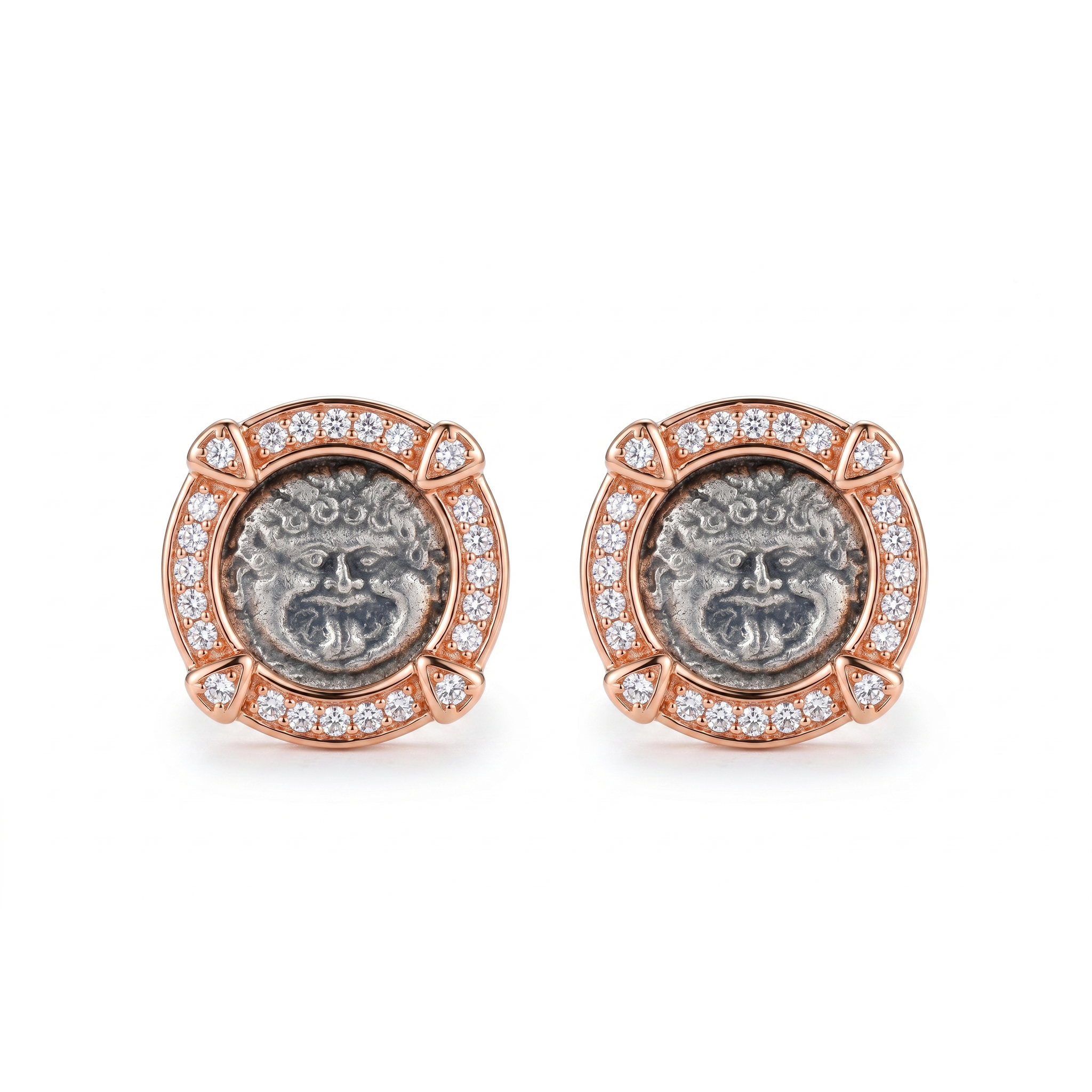 Medusa Teardrop CZ Stud Earrings