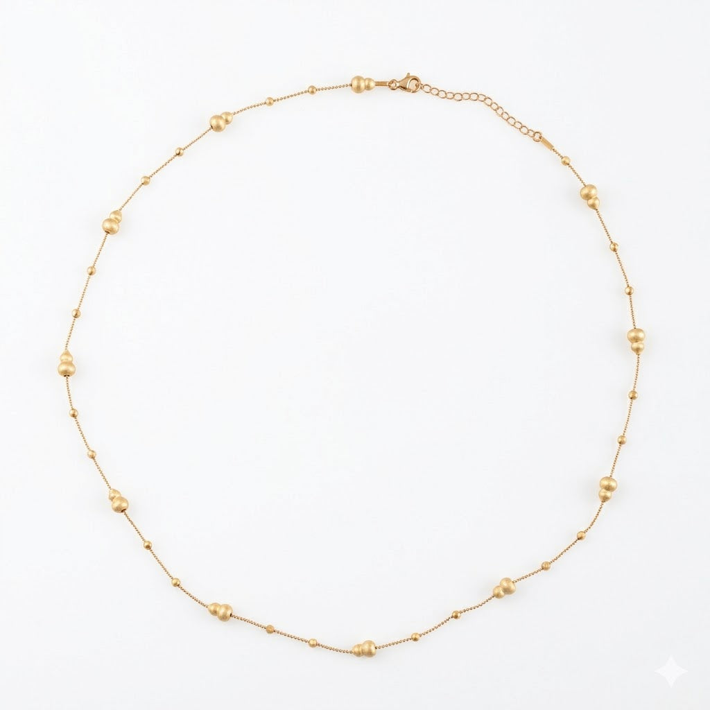Brushed Bead Station Satellite Chain Necklace