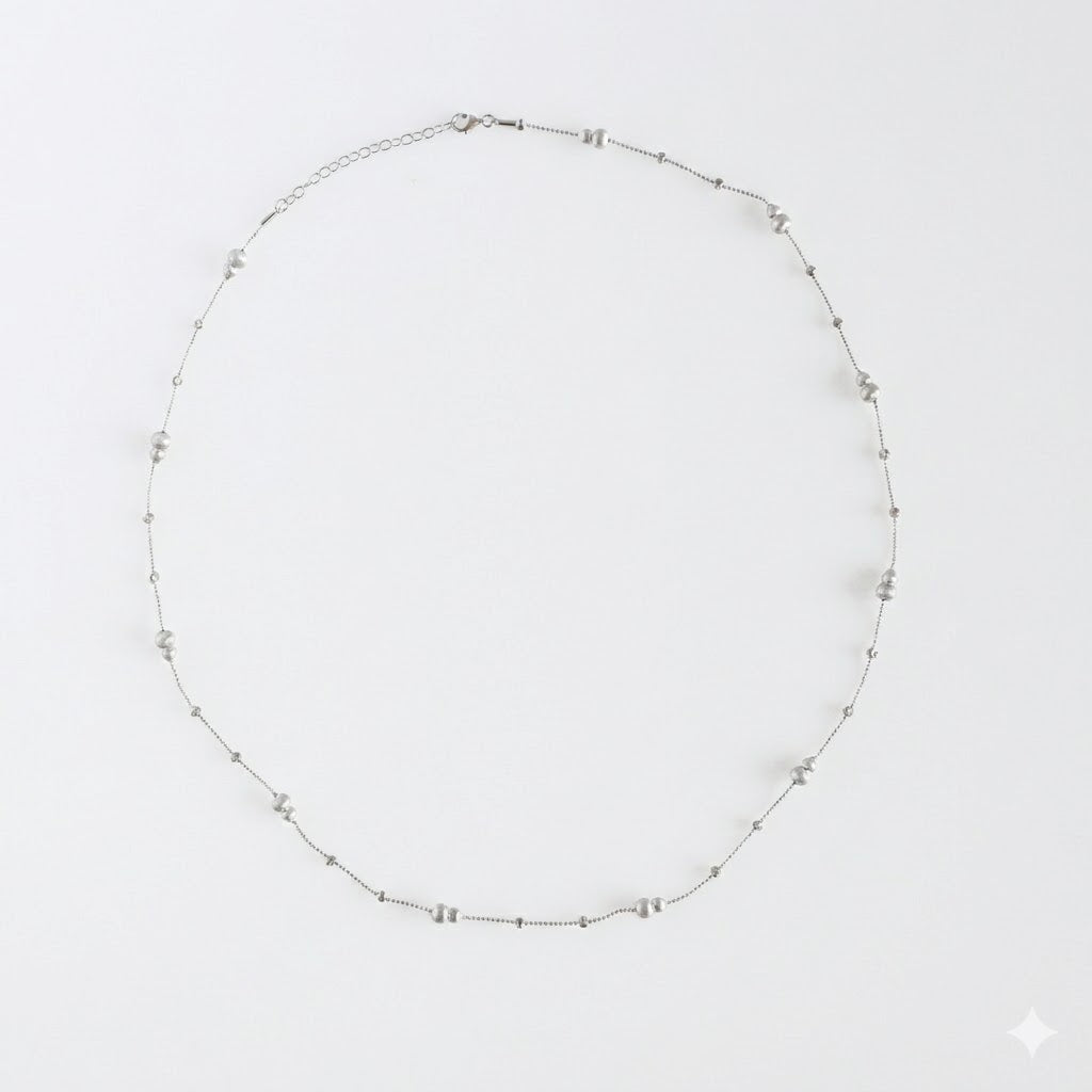 Brushed Bead Station Satellite Chain Necklace